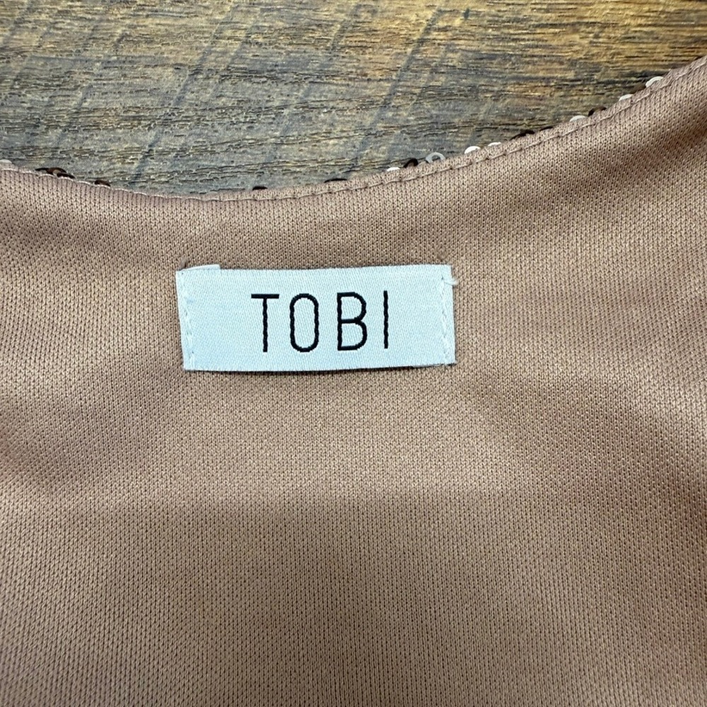 Tobi Sequin Crop Top Size S Short Sleeve Blouse Party Shimmer Fairy Coquette - Picture 8 of 10